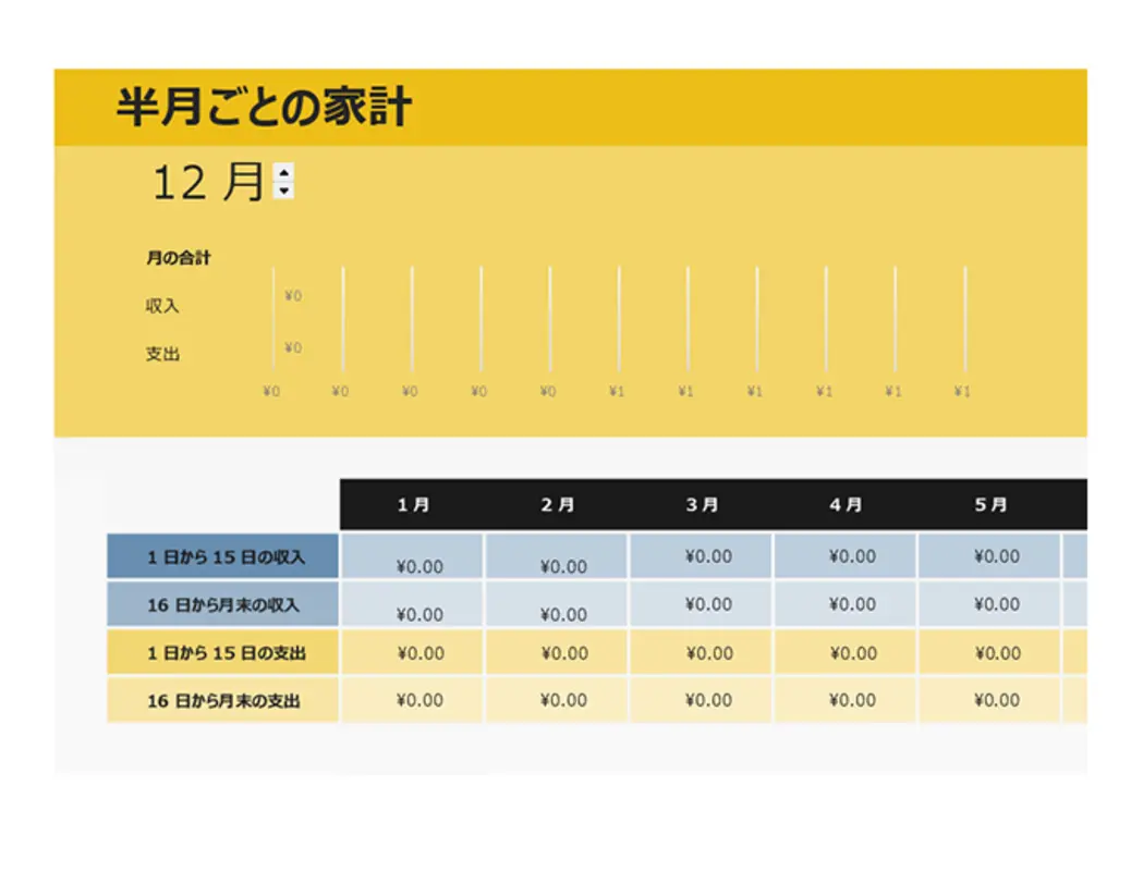 半月ごとの家計 yellow modern simple