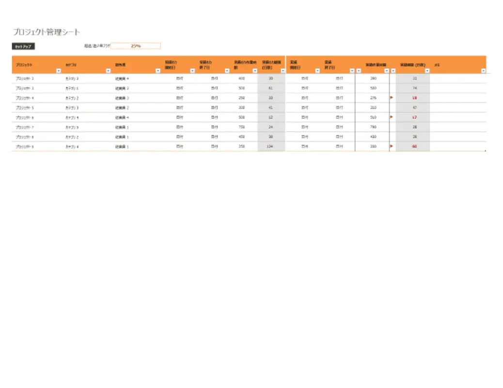 プロジェクト管理シート orange modern-simple