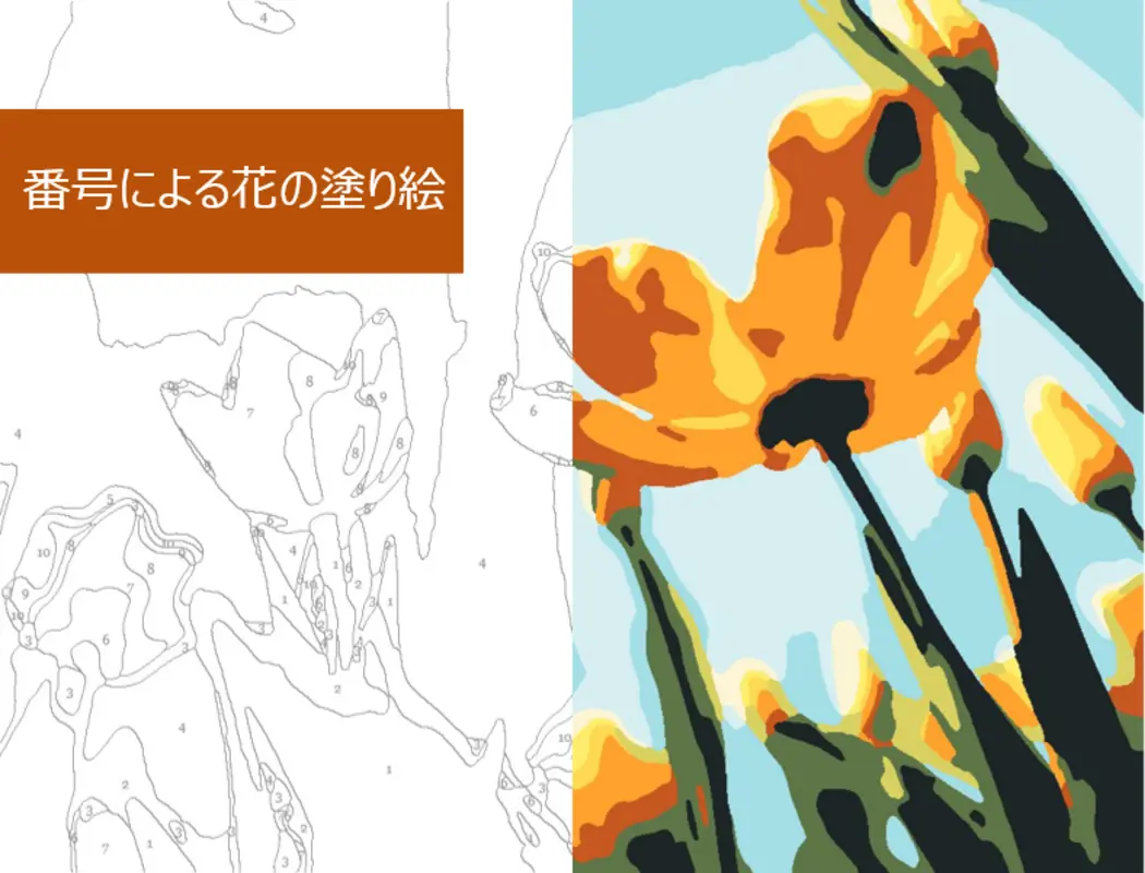 花の数字での塗り絵 organic simple