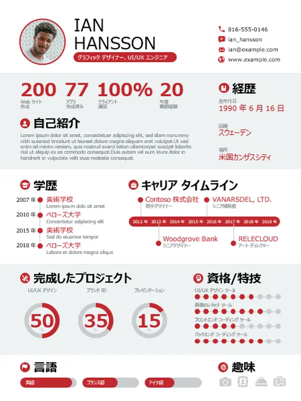 太字のインフォグラフィックの履歴書 modern simple