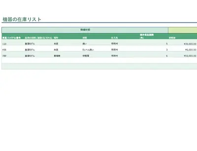 機器の在庫リスト