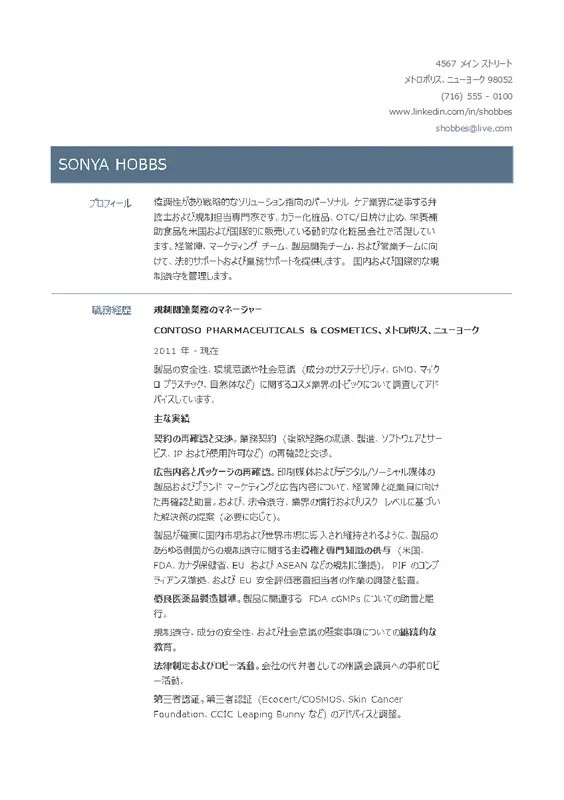 規制関連業務マネージャー履歴書 modern simple