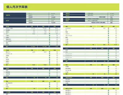 月間個人予算スプレッドシート modern-simple