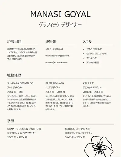 洗練されたグラフィック デザインの履歴書