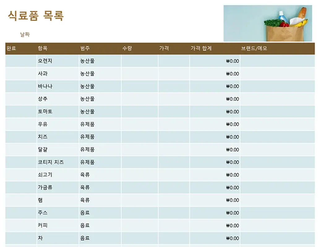 식료품 목록