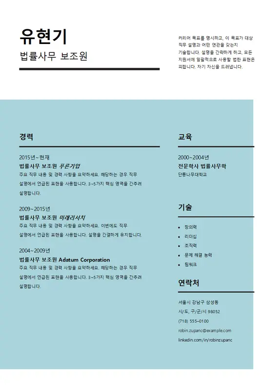 임팩트 있는 이력서 modern simple