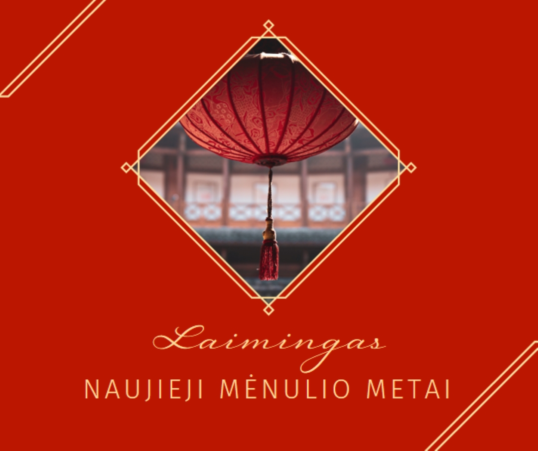 Švenčia Mėnulio Naujieji metai red modern-simple