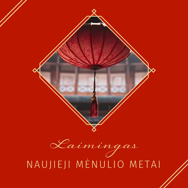 Švenčia Mėnulio Naujieji metai red modern-simple