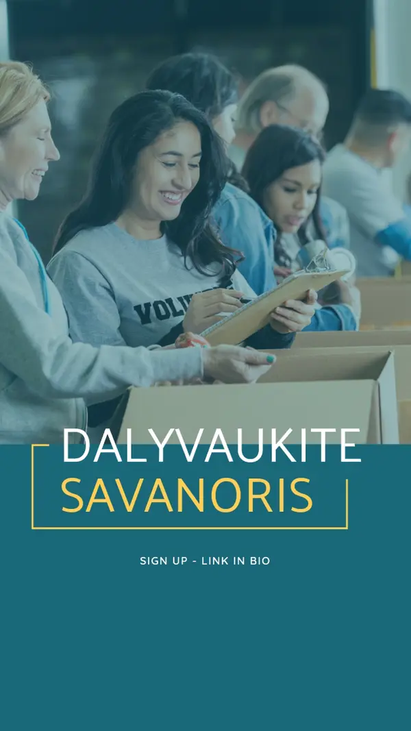 Džiugūs dėl savanorių blue modern-simple