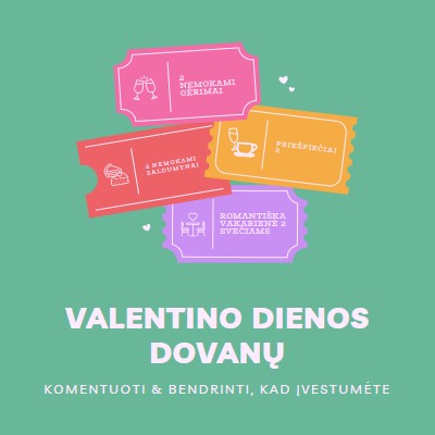 Valentino dienos dovanų green bright,playful,tickets,retro,shape,overlapping