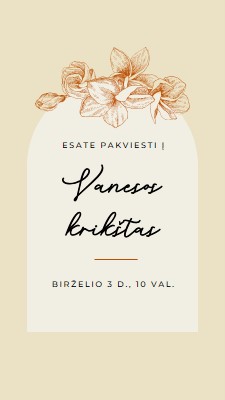 Krikšto kvietimas yellow vintage-botanical