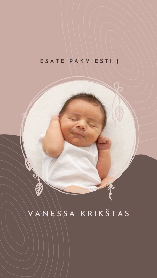 Kvietimas pakrikštyti pink organic-boho