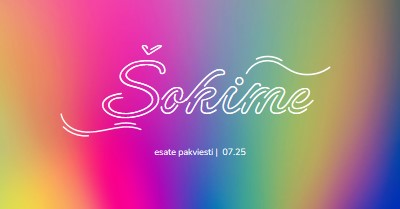 Šokime, kviečiame pink bold,bright,typographic