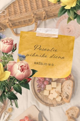 Pasaulio pikniko diena yellow vintage-botanical