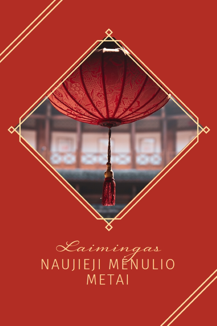 Švenčia Mėnulio Naujieji metai red modern-simple