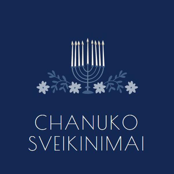 Chanukos sveikinimai blue modern-simple