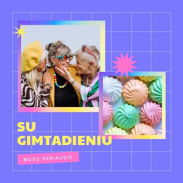 Su gimtadieniu, bestie purple bold,bright,geometric