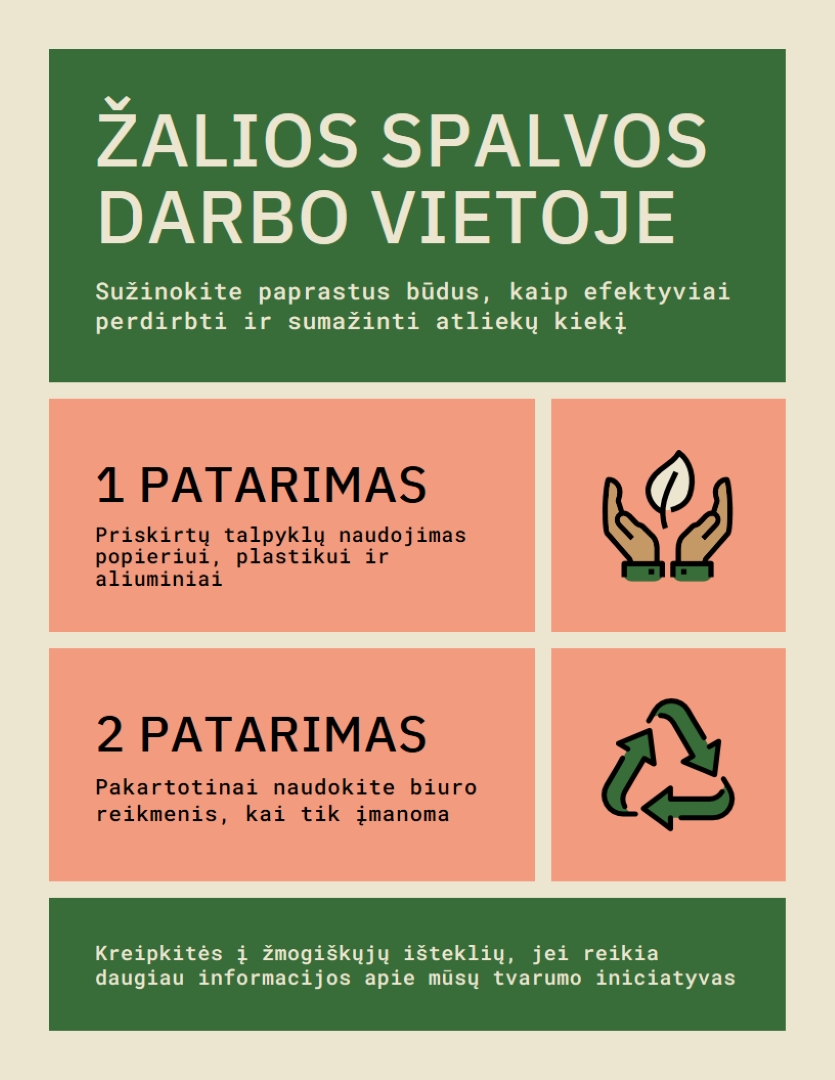 Skrajutės apie tvarias darbo vietas green modern,simple,faded,blocks