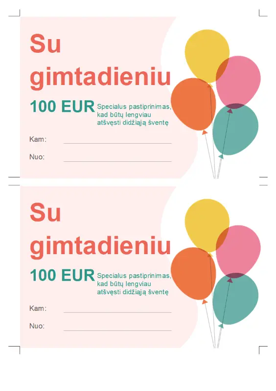 Gimtadienio balionų dovanų sertifikatas  orange modern-simple