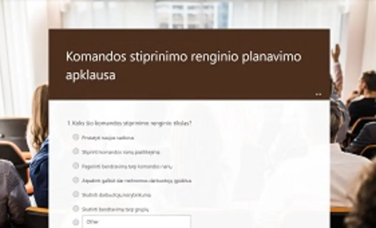 Komandos stiprinimo renginio planavimo apklausa brown