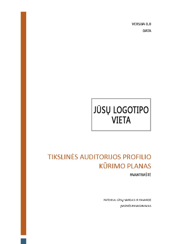 Tikslinės auditorijos profilio kūrimo planas