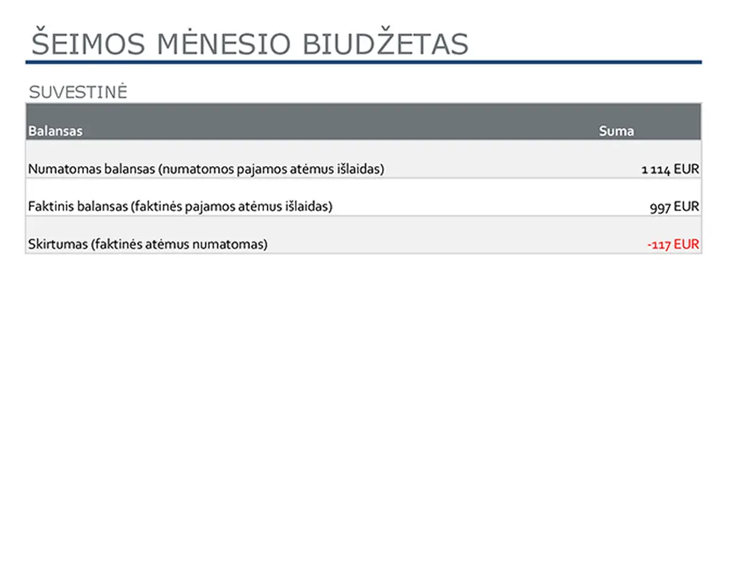 Šeimos mėnesio biudžetas modern simple