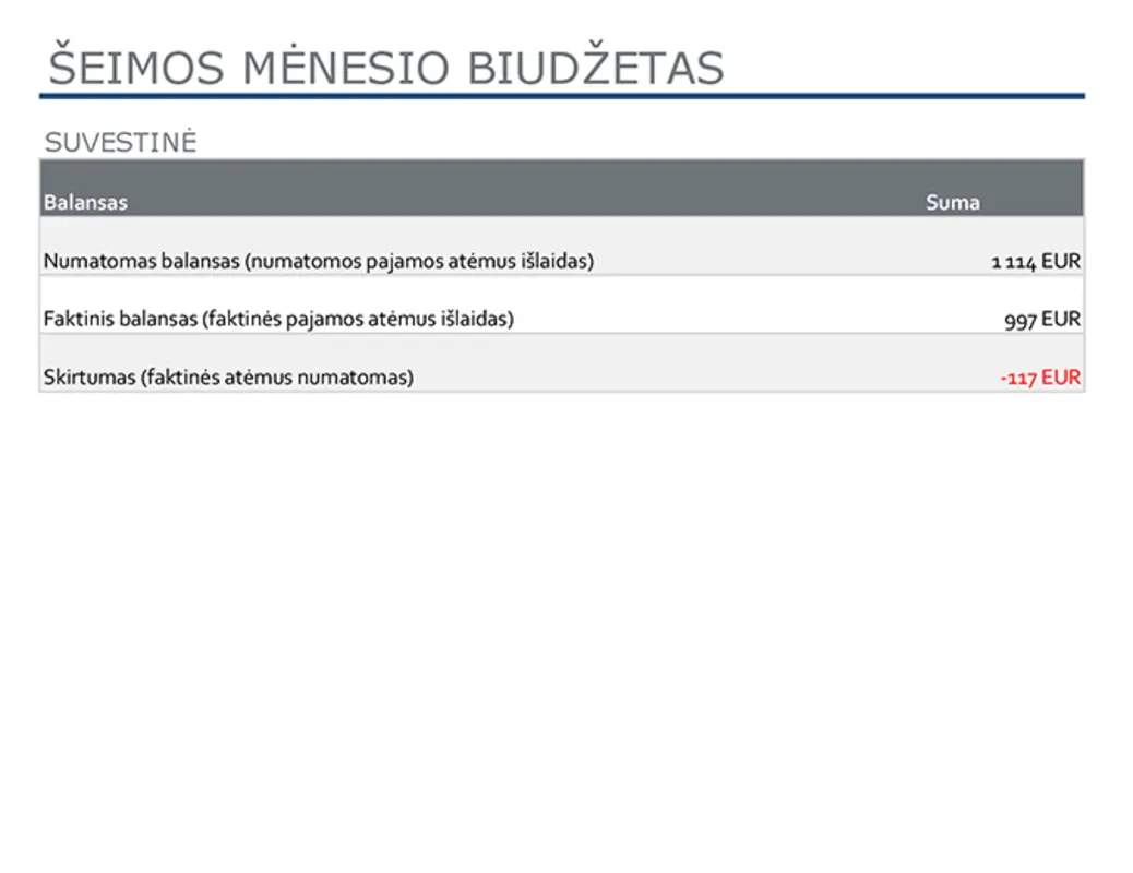 Šeimos mėnesio biudžetas modern simple