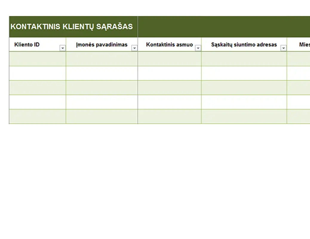 Pagrindinis klientų kontaktų sąrašas modern simple