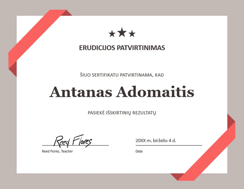 Erudicijos patvirtinimas modern simple