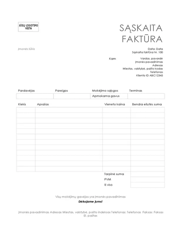 Paslaugų sąskaita faktūra (paprastas linijų dizainas)
