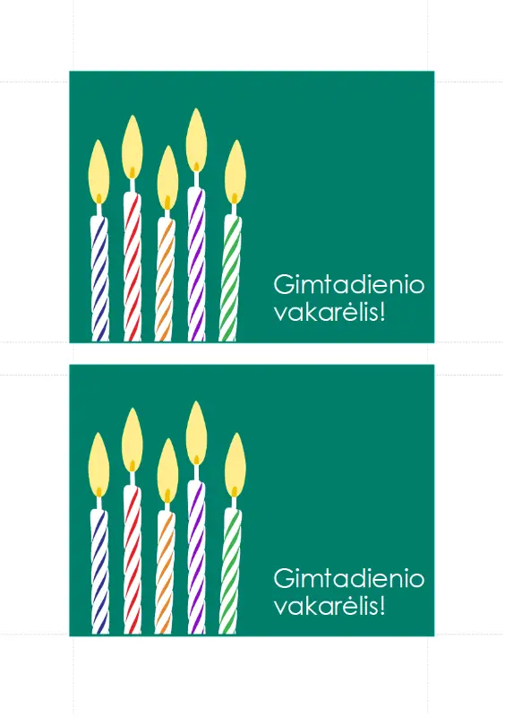 Kvietimo į gimtadienį atvirukai (2 vnt. viename puslapyje) green modern-simple