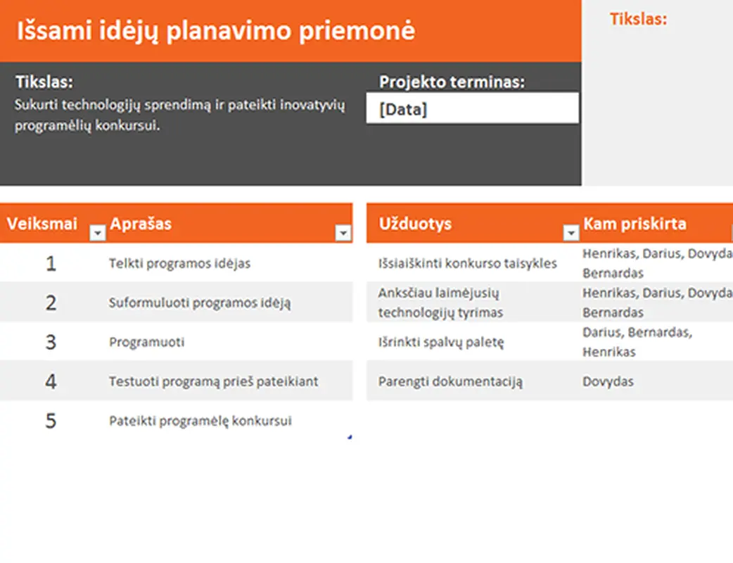 Idėjų planavimo priemonė modern simple