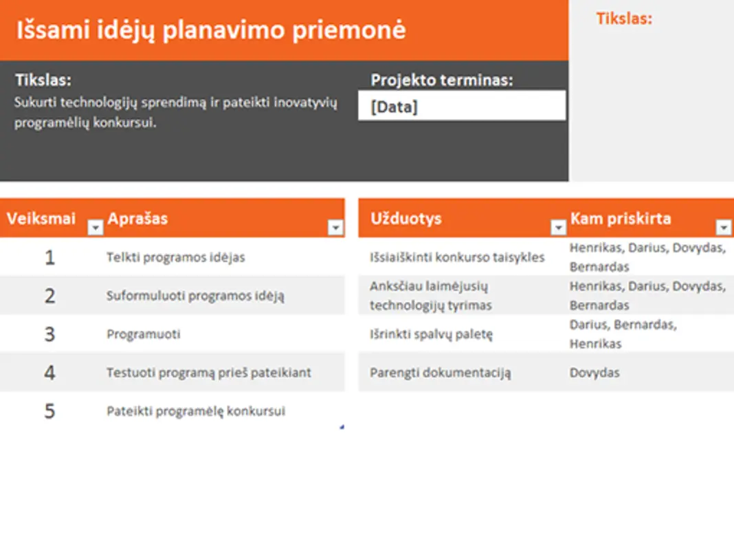 Idėjų planavimo priemonė orange modern simple