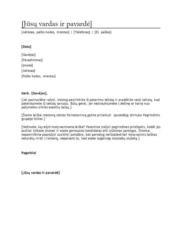 Motyvacinis laiškas