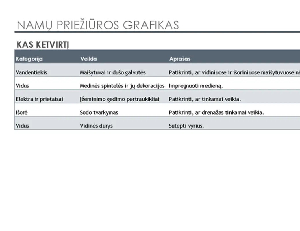 Namų priežiūros grafikas ir užduočių sąrašas modern simple