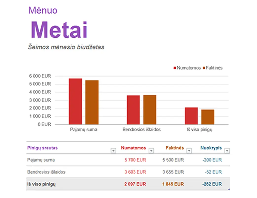 Šeimos mėnesio biudžetas modern simple