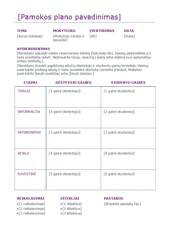 Dienos pamokų planavimo priemonė (spalvota) modern simple
