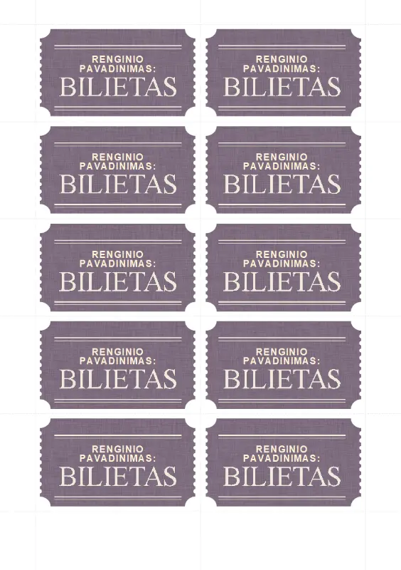 Paprasti bilietai (10 viename puslapyje) purple vintage retro