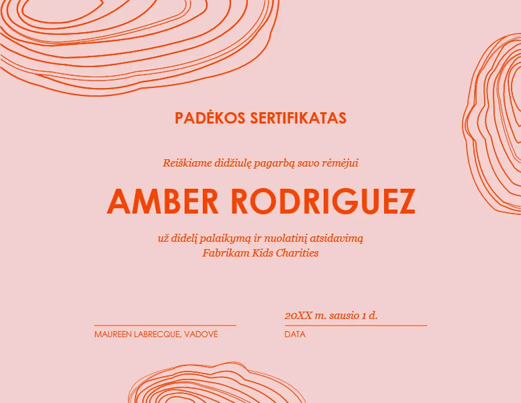 Spiralinio eskizo padėkos sertifikatas  organic-simple