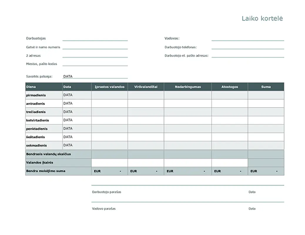 Laiko kortelė modern simple