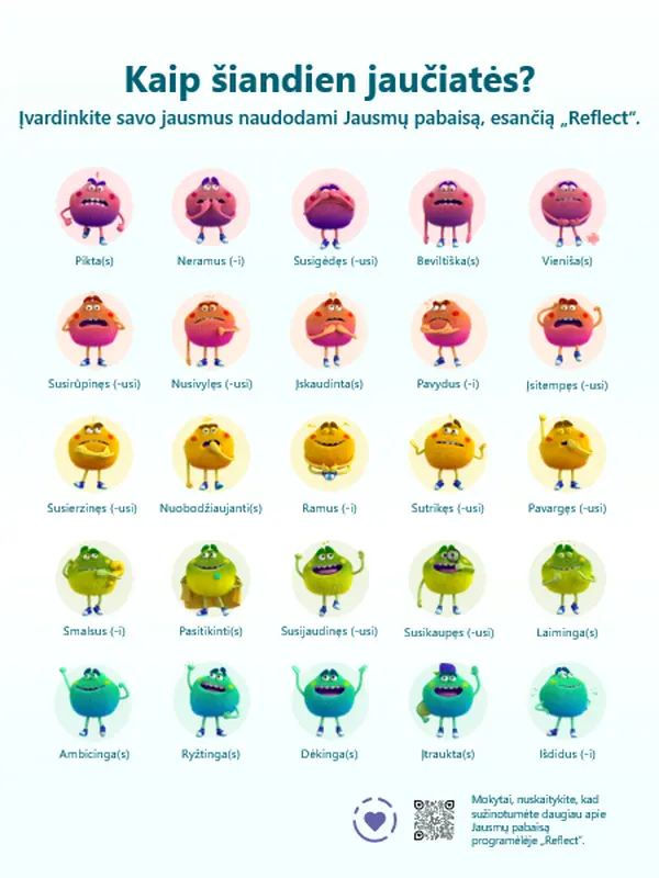 Susidorokite su jausmais naudodami Jausmų pabaisą whimsical-color-block