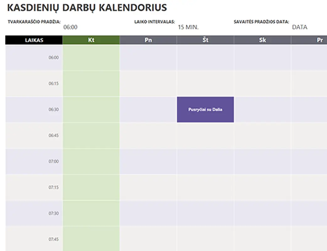 Kasdienių darbų kalendorius