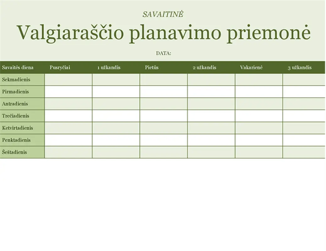 Savaitės valgiaraštis modern-simple