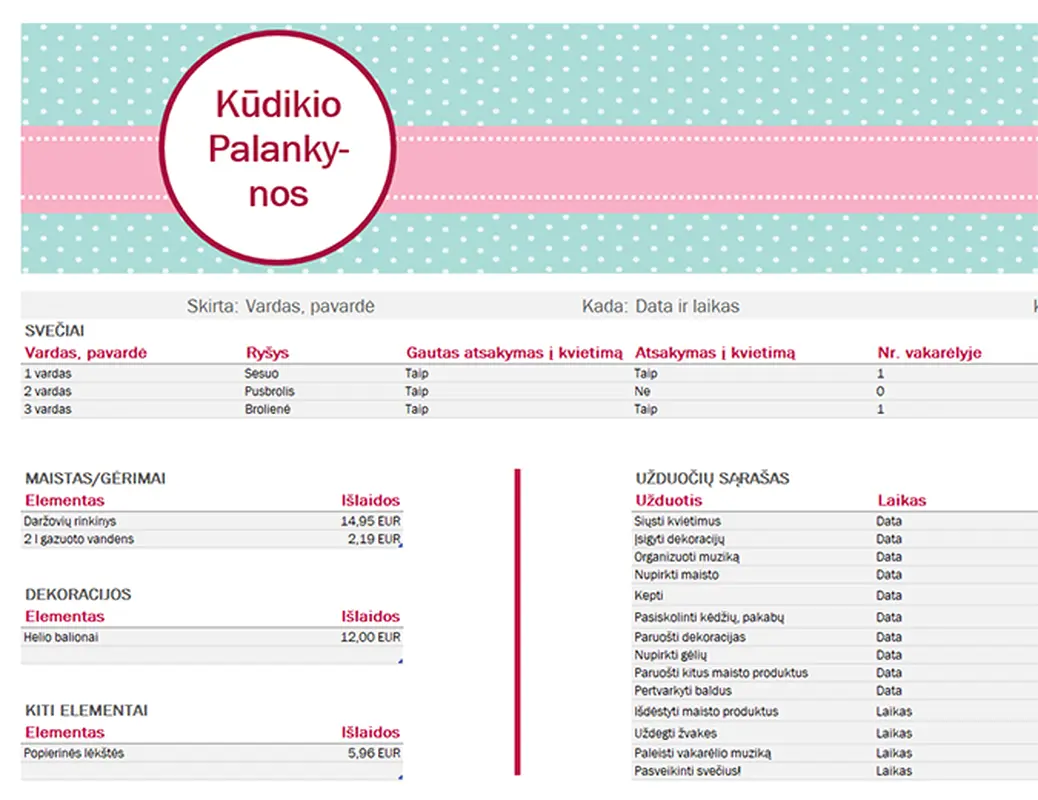 Kūdikių palankynų planavimo priemonė