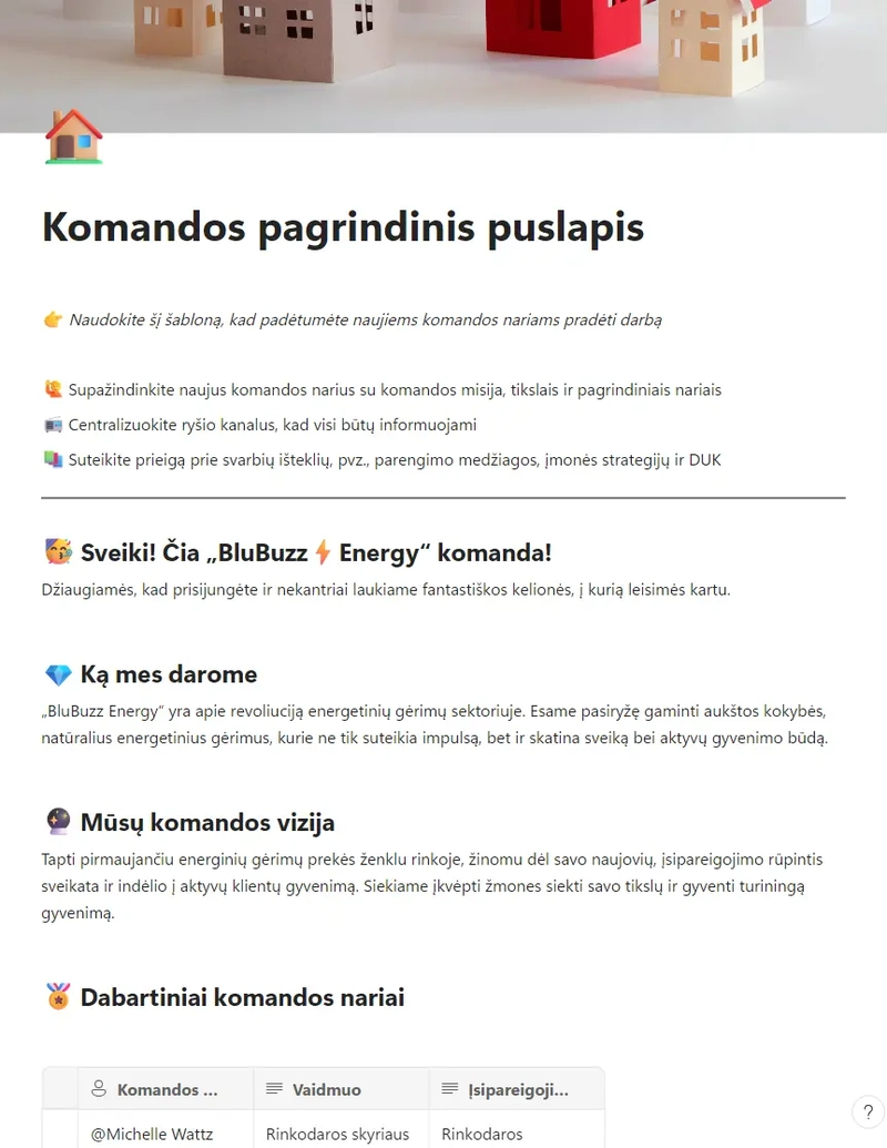 Komandos pagrindinis puslapis