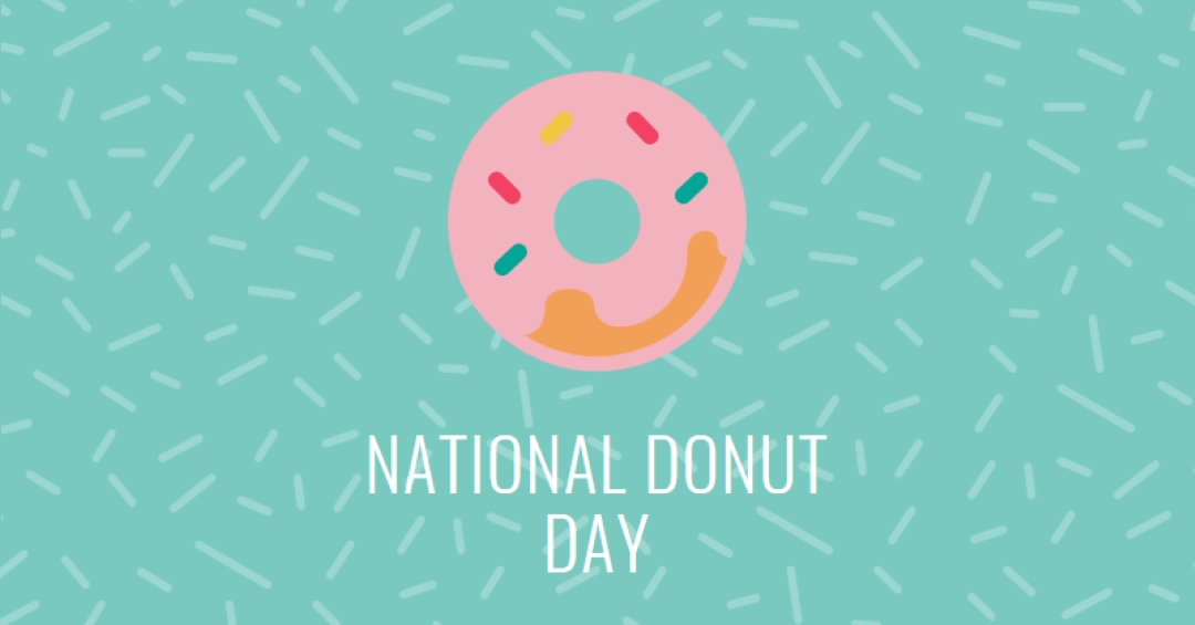 Yum it's National Donut Day blue modern-simple