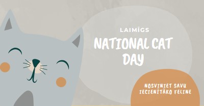 Happy National Cat Day gray organic-simple