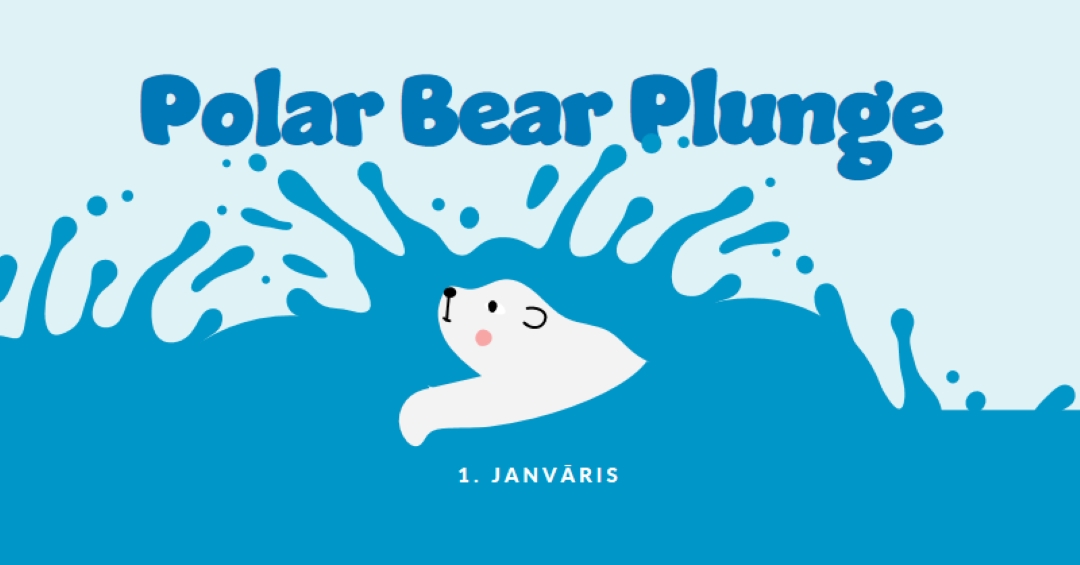 Happy Polar Bear Plunge Day blue whimsical-color-block