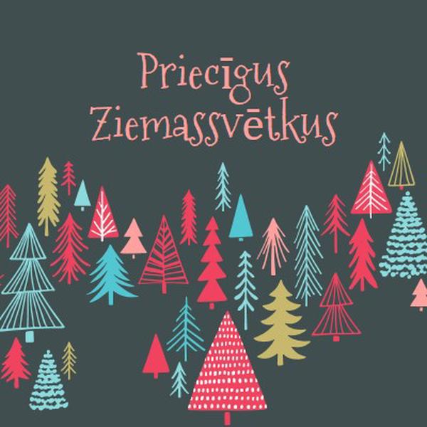 Priecīgus Ziemassvētkus green whimsical-line