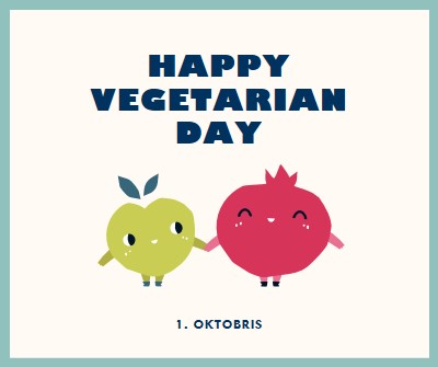 Happy Vegetarian Day white whimsical-line